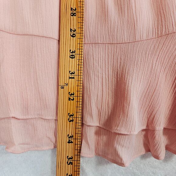 Andree by Unit Dress Women S Pastel Peach Pink Ruffle Long Sleeve Stretch Chic - Picture 12 of 16